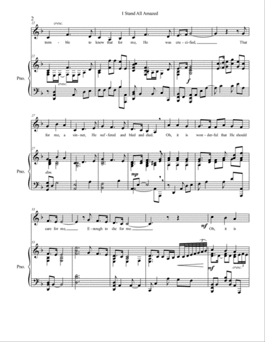 I Stand All Amazed -- medium low voice/piano acc.