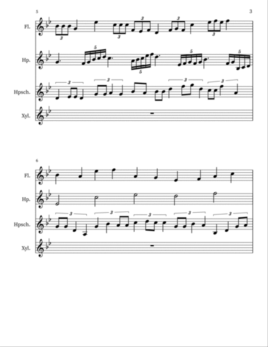 Z 86 (cross-patterns) for Flute, Harp, Harpsichord, Xyl. Small Ensemble scores gallery preview page 3