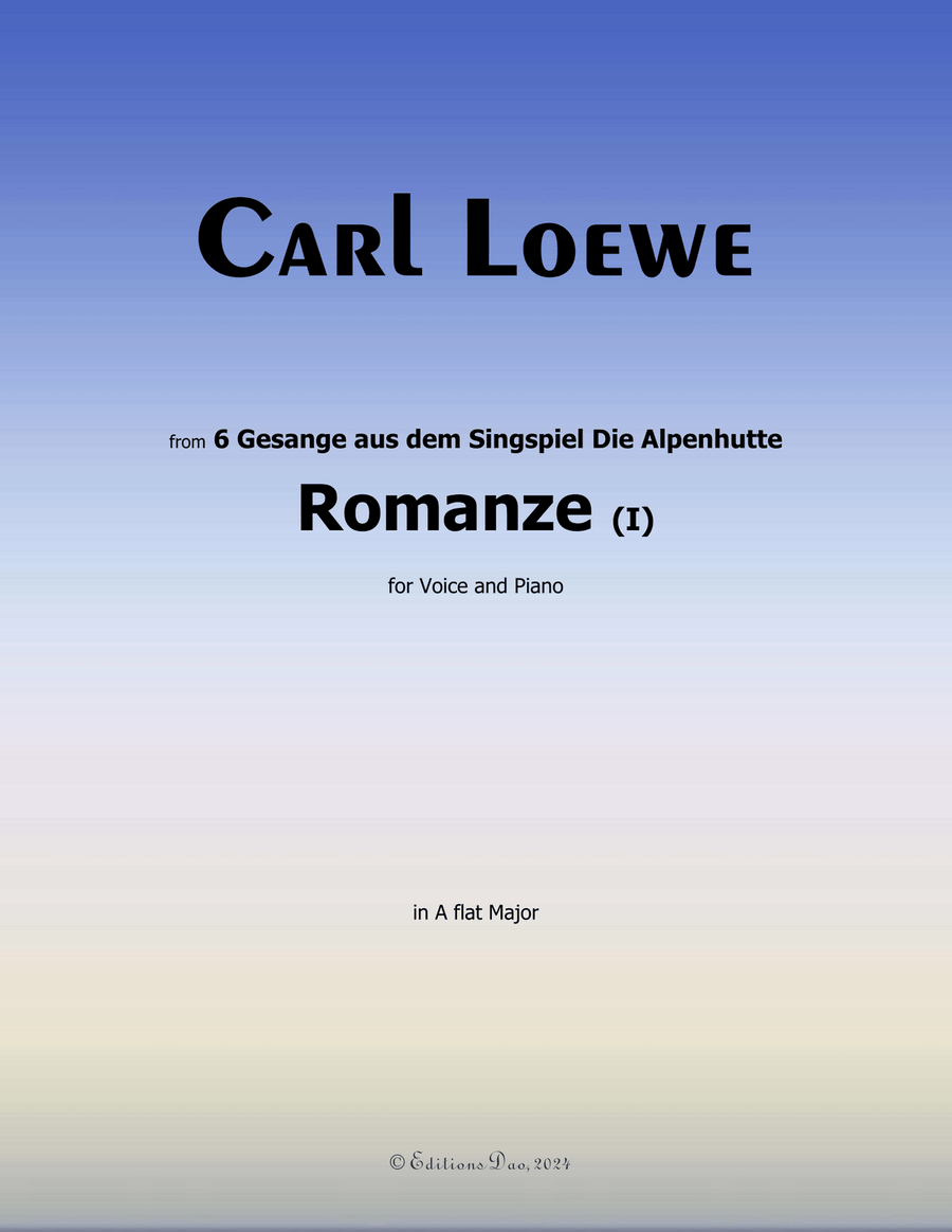 Romanze(I), by Carl Loewe, in A flat Major Piano, Vocal scores gallery preview page 1