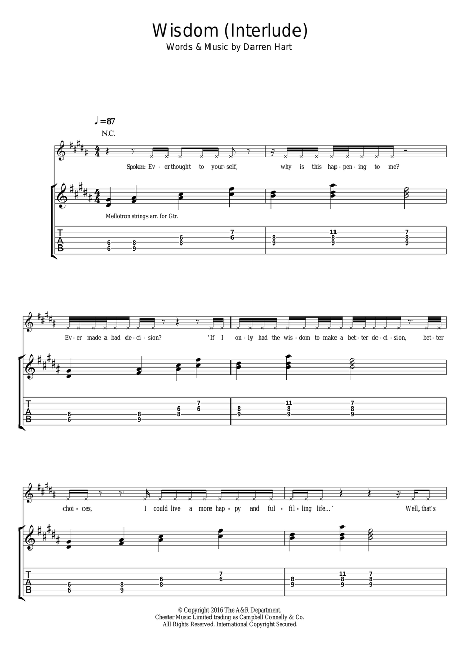 Wisdom Guitar Tablature scores gallery preview page 1