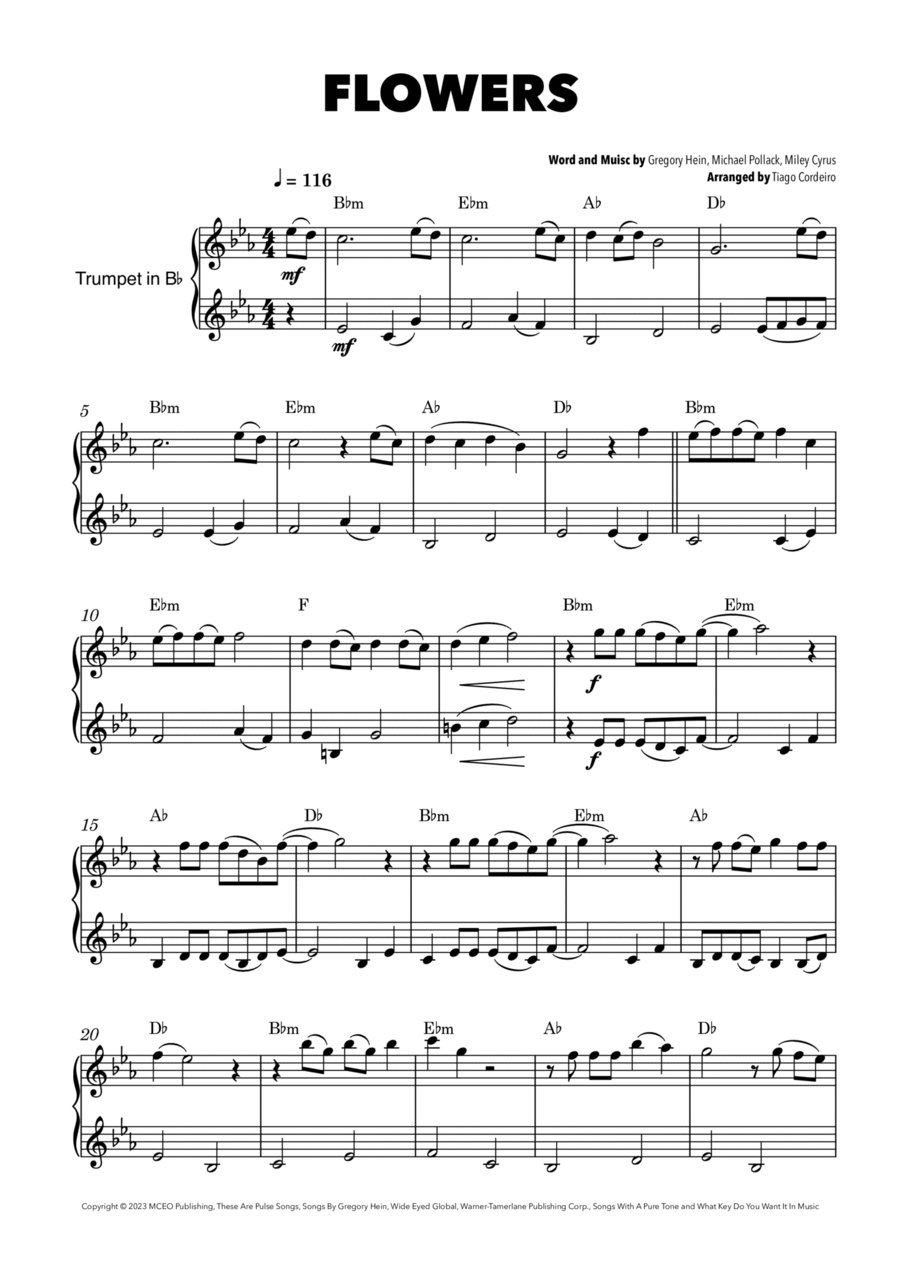 Flowers Trumpet Duet scores gallery preview page 1