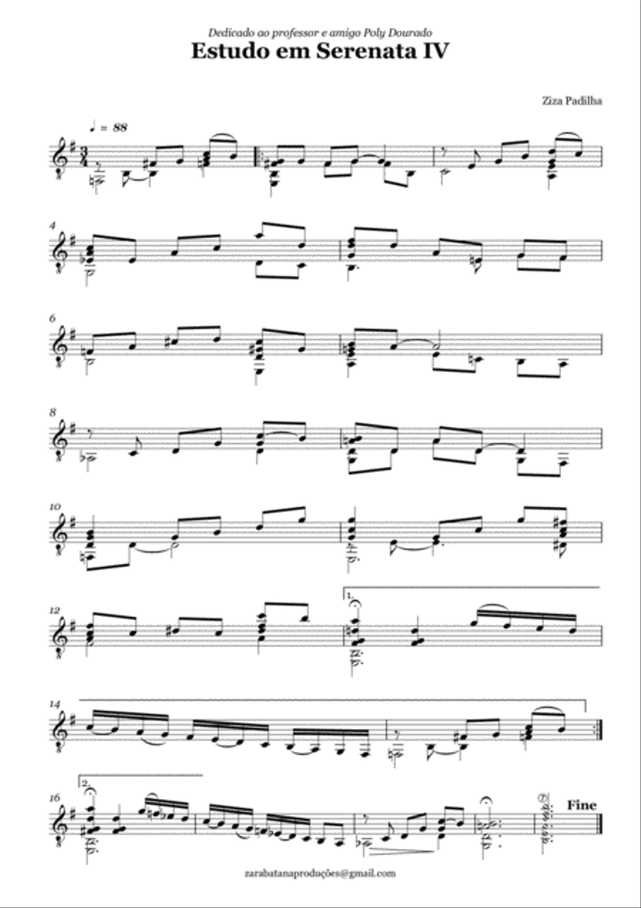 XII Estudos em Serenata - Ziza Padilha Electric Guitar scores gallery preview page 5