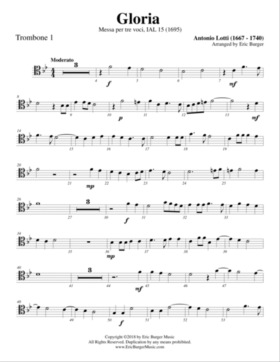 Gloria for Trombone or Low Brass Trio Trombone Trio scores gallery preview page 4