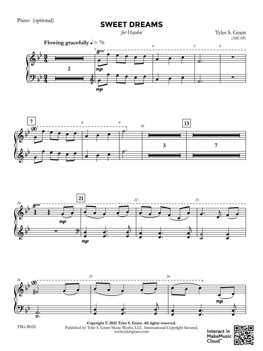 Sweet Dreams: Piano Accompaniment Concert Band scores gallery preview page 1