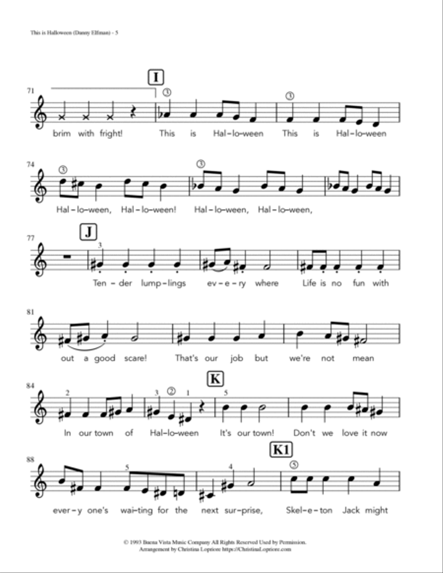 This Is Halloween Easy Piano scores gallery preview page 5