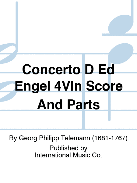 Concerto D Ed Engel 4Vln Score And Parts
