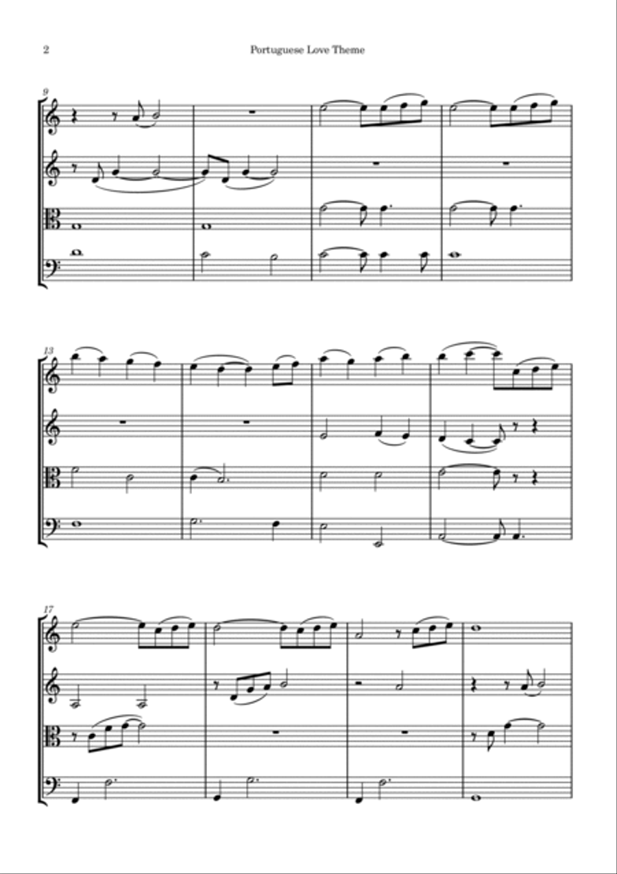 Portuguese Love Theme String Quartet scores gallery preview page 2