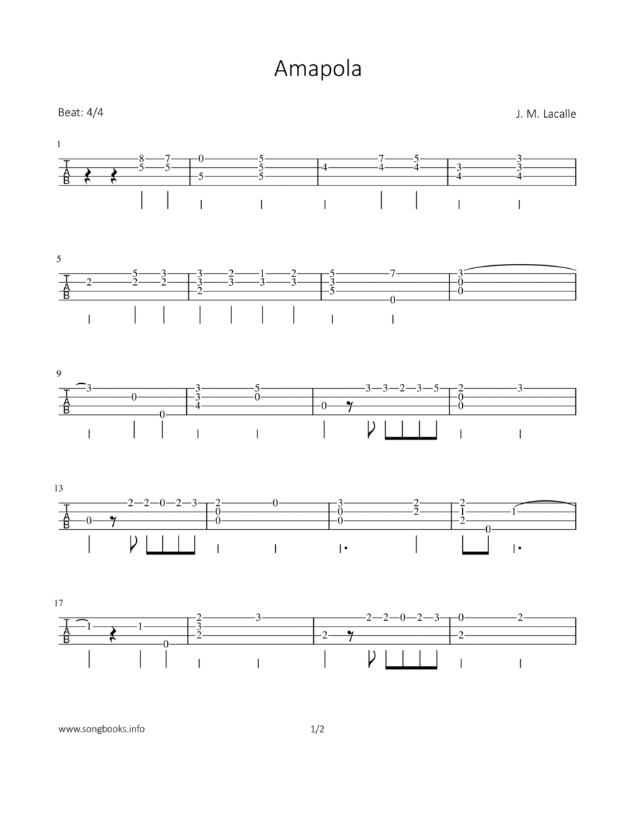 Amapola Ukulele scores gallery preview page 1