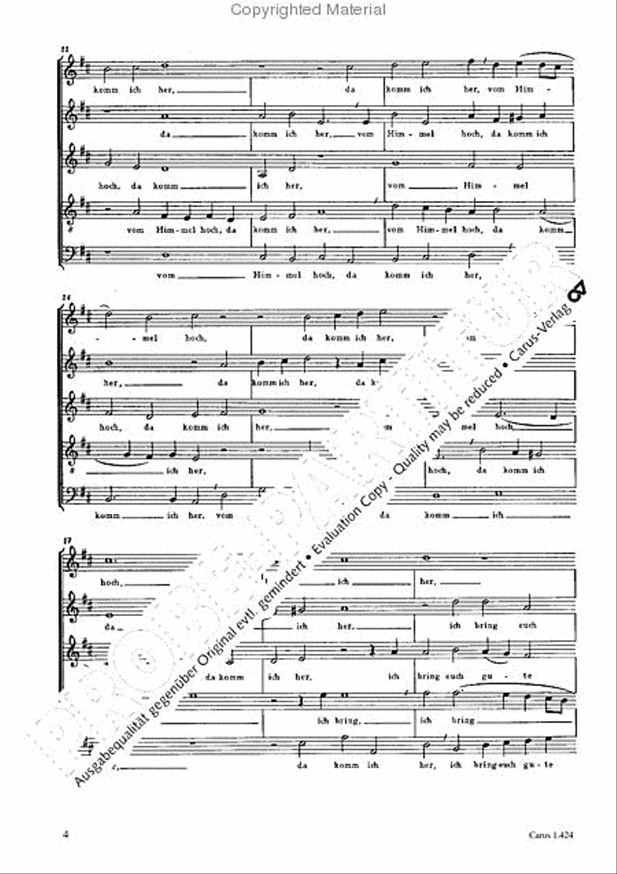 From heav'n above to earth I come (Vom Himmel hoch, da komm ich her) SSATB scores gallery preview page 5