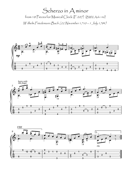 Bach for Guitar Pieces for Musical Clock Scherzo image number null