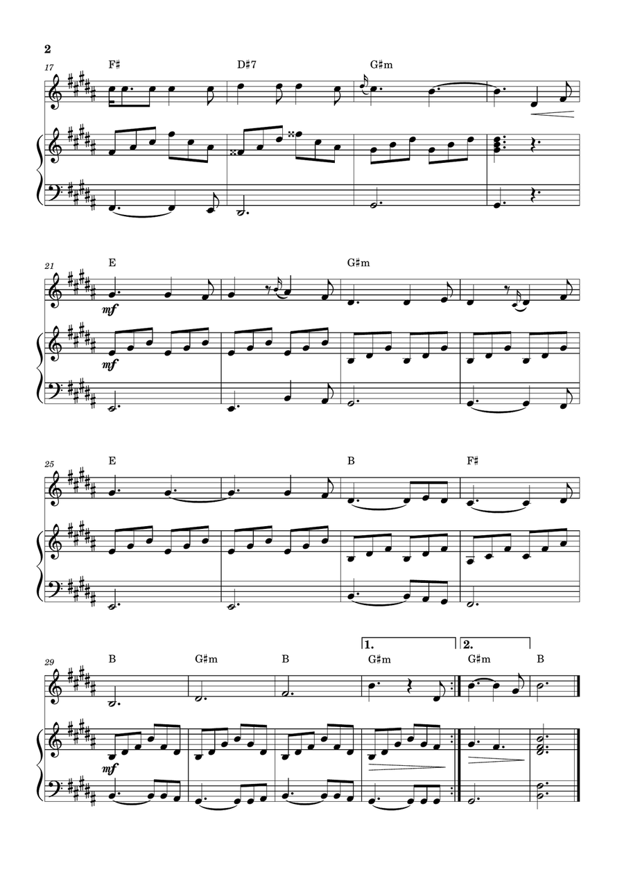 Hallelujah Violin Solo scores gallery preview page 2