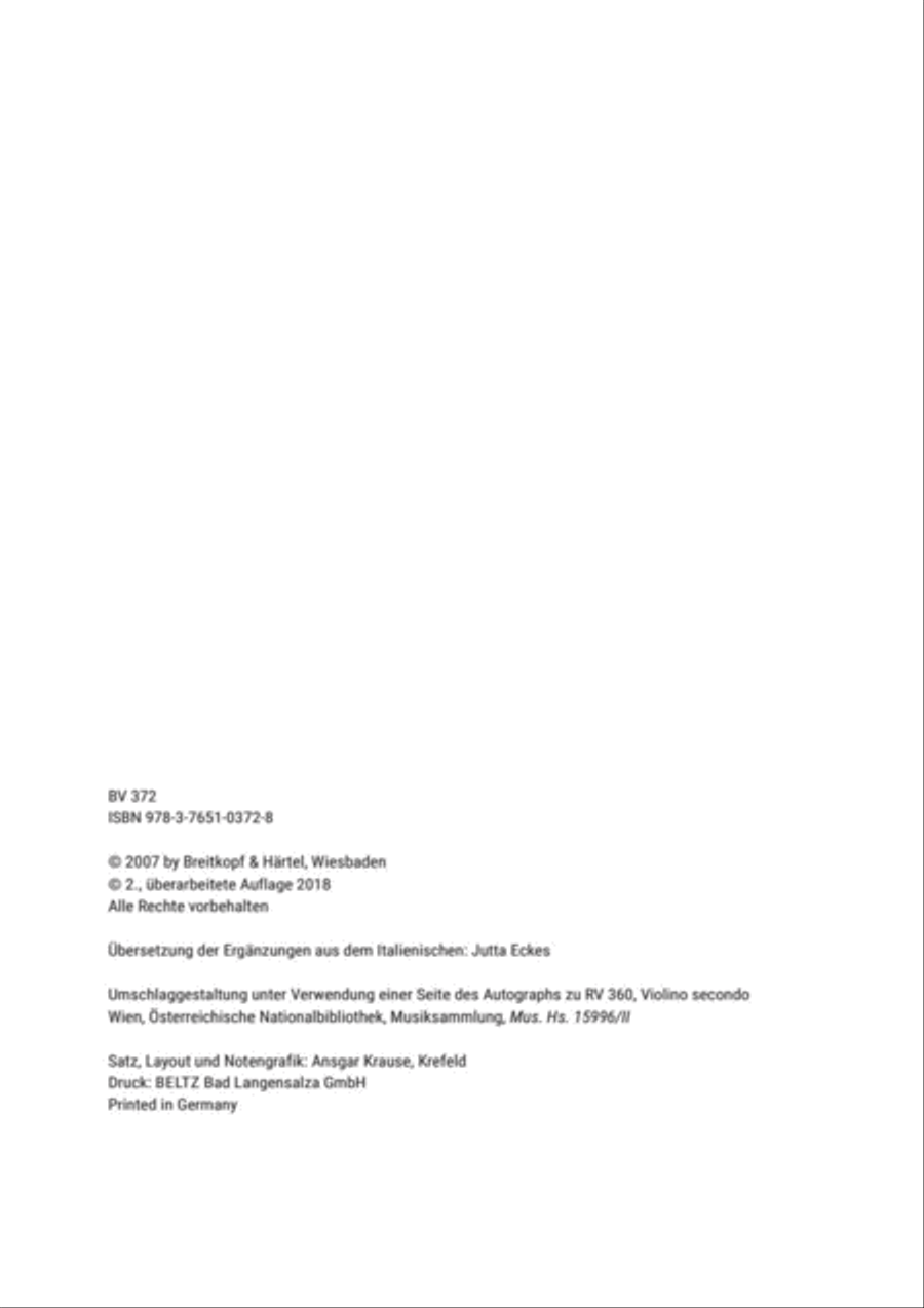 Vivaldi-Werkverzeichnis Vivaldi-Werkverzeichnis Collection / Songbook scores gallery preview page 4