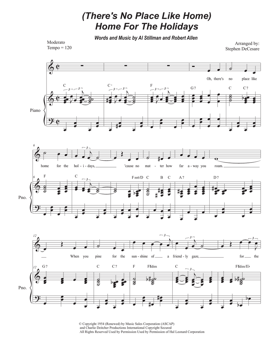 (there's No Place Like) Home For The Holidays Piano, Vocal scores gallery preview page 1