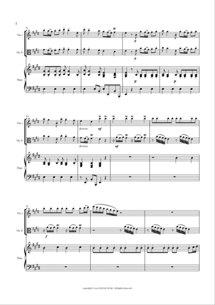 TRIO - Four Seasons Spring (Allegro) for VIOLIN, VIOLA and PIANO - E Major Small Ensemble scores gallery preview page 4