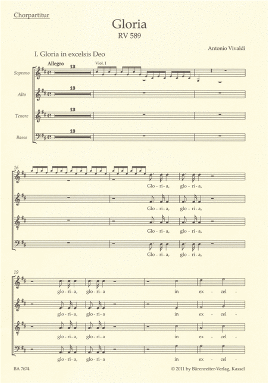 Gloria RV 589 4-Part scores gallery preview page 1