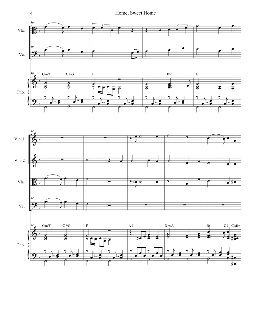 Home, Sweet Home (for String Quartet) Piano Quintet scores gallery preview page 5