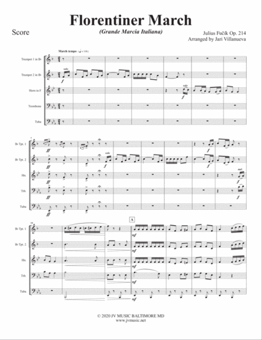 Florentiner March for Brass Quintet Brass Quintet scores gallery preview page 3