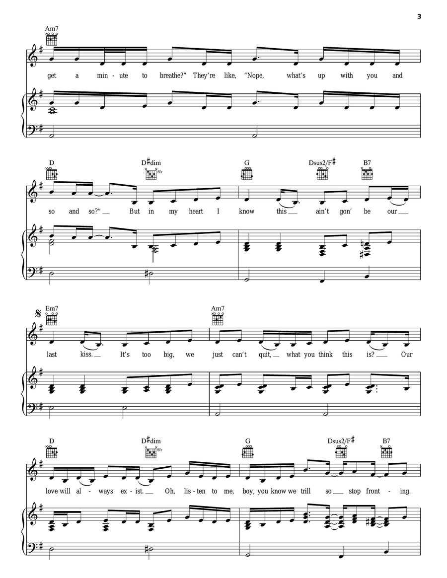Last Kiss Piano, Vocal, Guitar scores gallery preview page 3