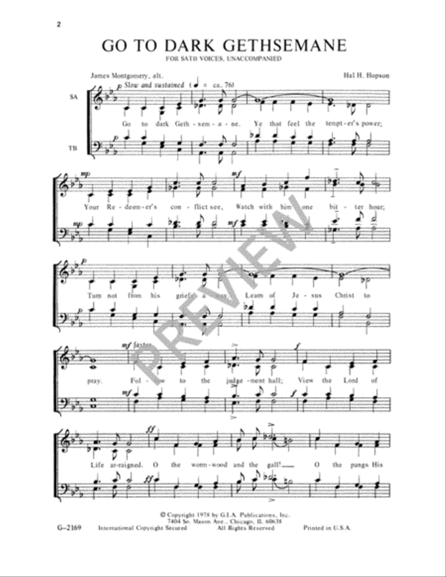 Go to Dark Gethsemane Go to Dark Gethsemane 4-Part scores gallery preview page 3
