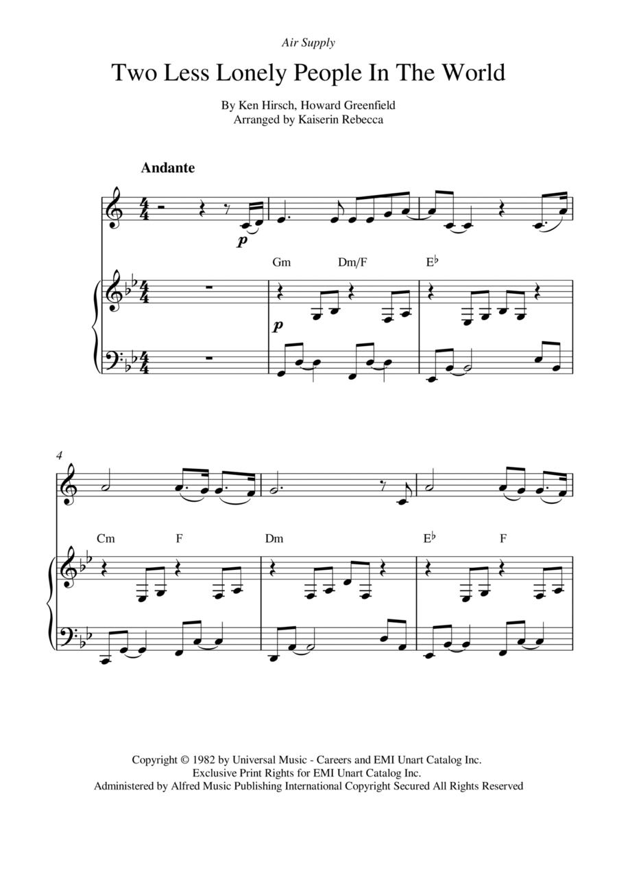 Two Less Lonely People In The World Clarinet Solo scores gallery preview page 1