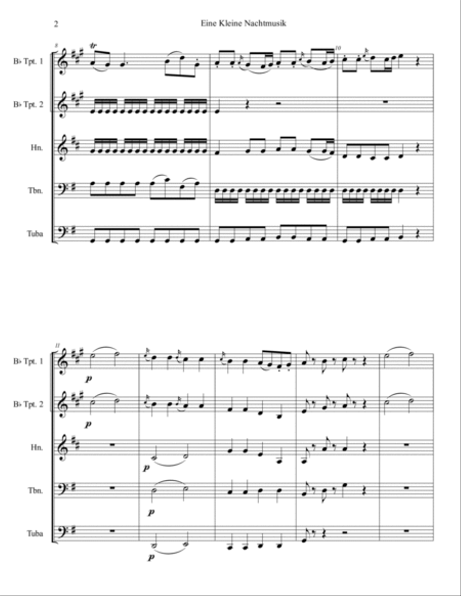 Eine Kleine Nachtmusik: Serenade No. 13 in G Major, K 525 Brass Ensemble scores gallery preview page 3