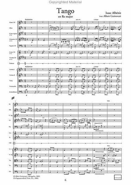Tango en re major by Albert Guinovart Orchestra - Sheet Music