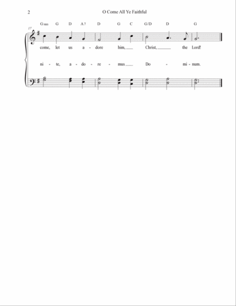 O Come All Ye Faithful for Piano Easy Piano scores gallery preview page 2