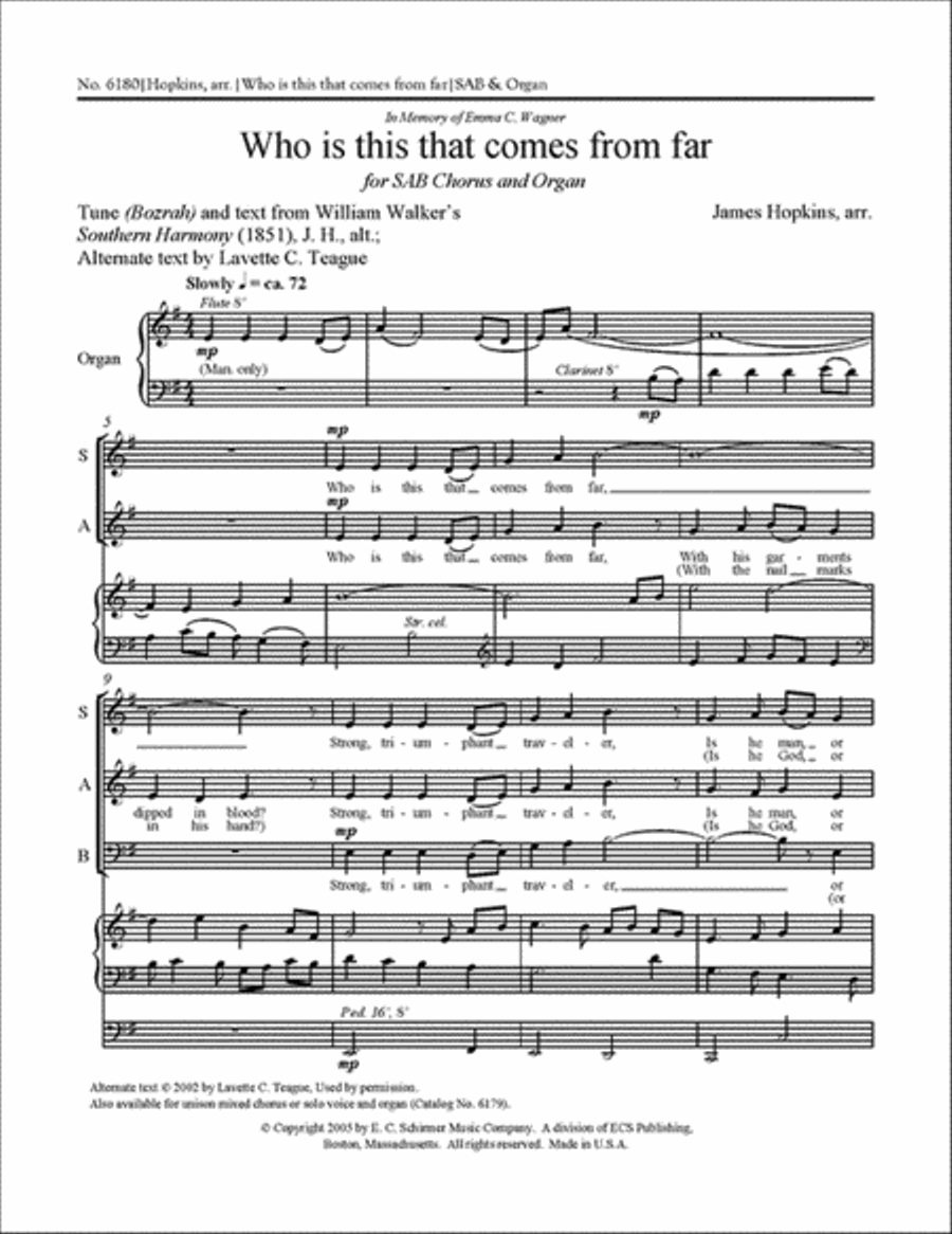 Who is This That Comes from Far 3-Part scores gallery preview page 1