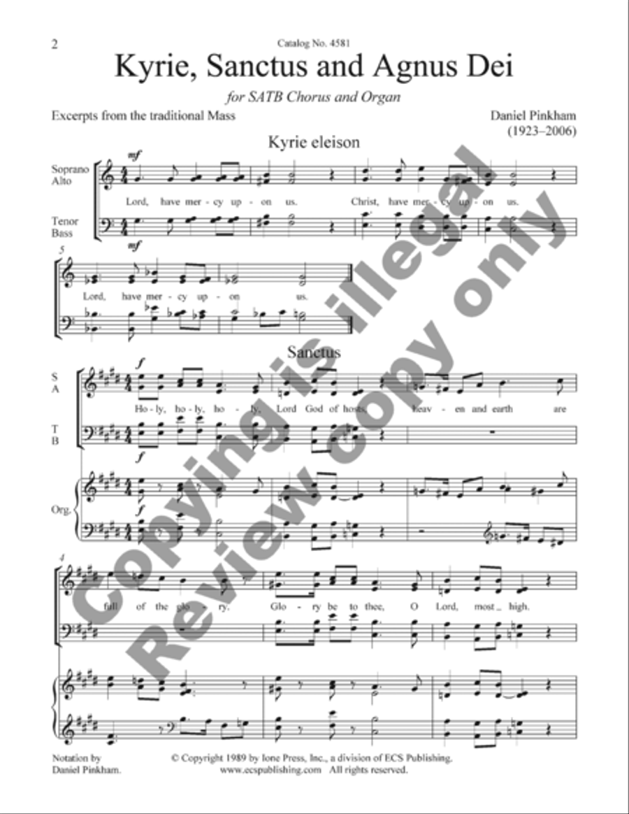 Kyrie, Sanctus and Agnus Dei 4-Part scores gallery preview page 4