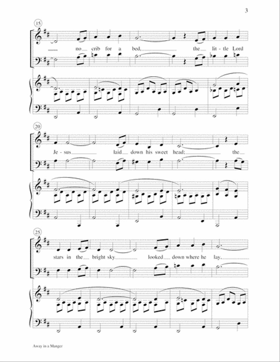 Away in a Manger 4-Part scores gallery preview page 3