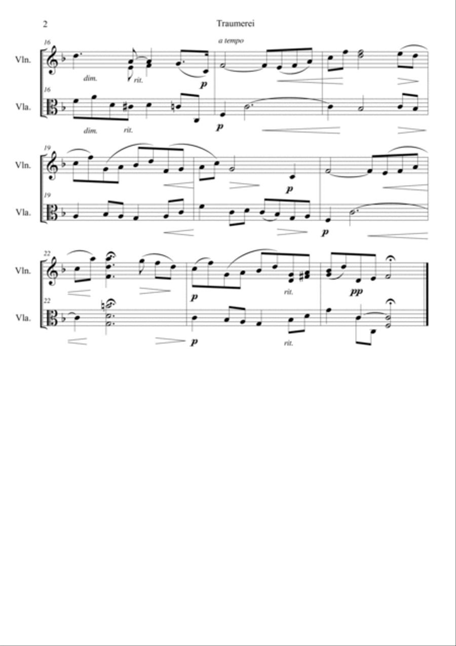 Traumerei scenes from childhood op15 String Duet scores gallery preview page 2