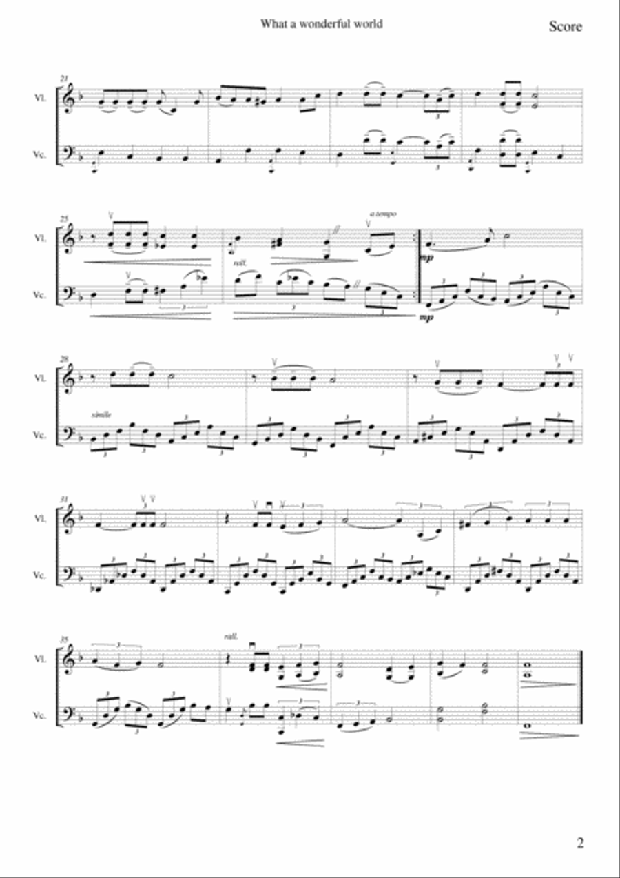 What A Wonderful World String Duet scores gallery preview page 2