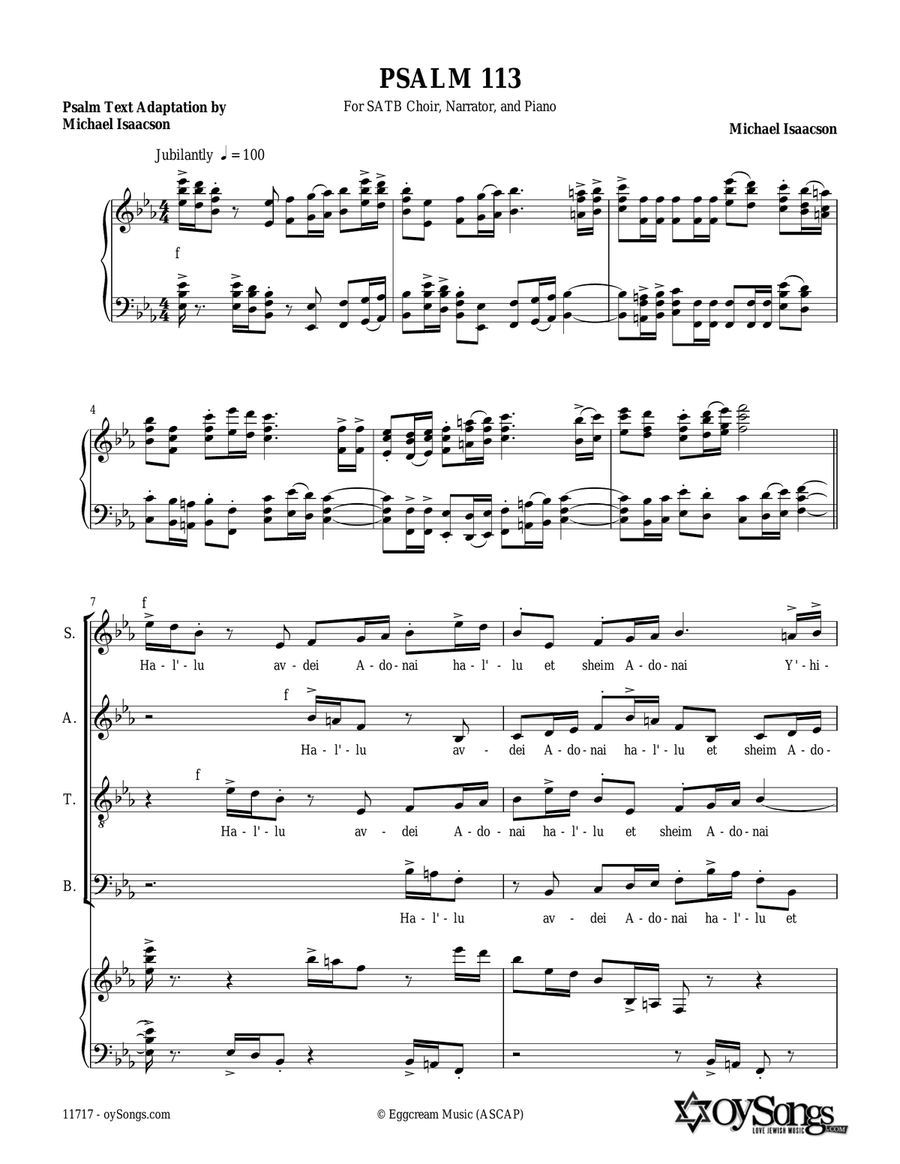 Psalm 113 (Hal'luyah) 4-Part scores gallery preview page 1