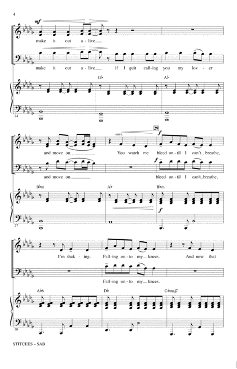 Stitches (arr. Jacob Narverud) 3-Part scores gallery preview page 3