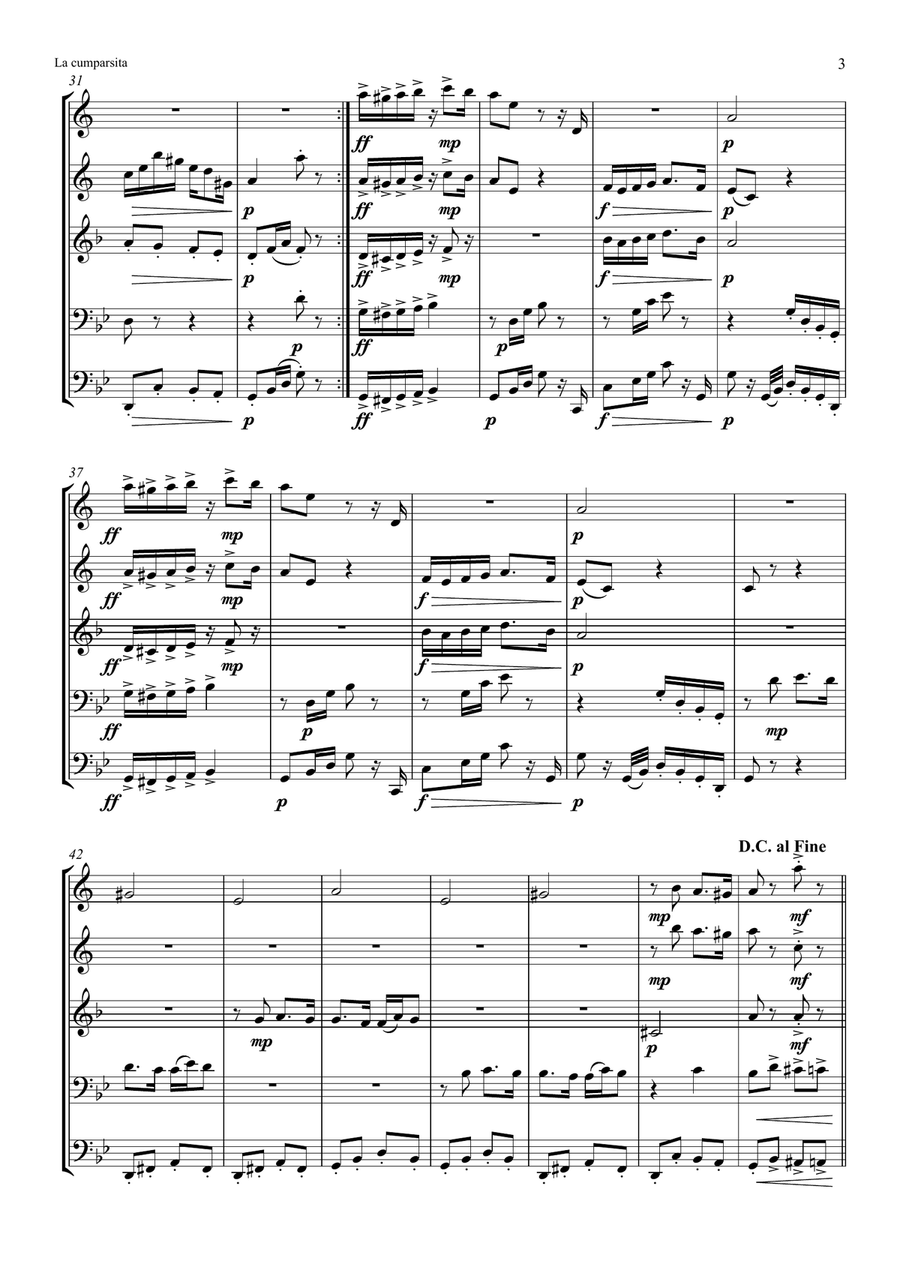 La cumparsita (for Brass Quintet) Brass Quintet scores gallery preview page 3