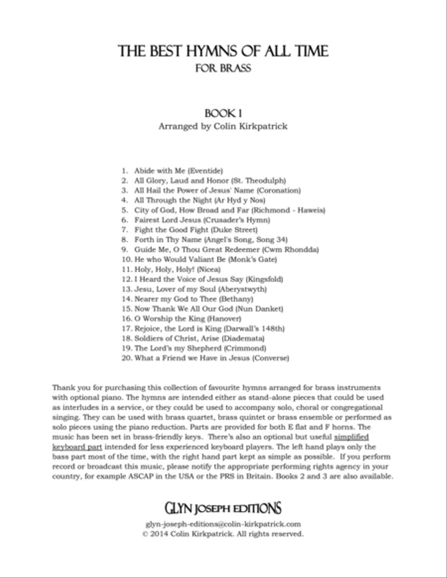 The Best Hymns of All Time (for Brass) Book 1 Brass Ensemble scores gallery preview page 2