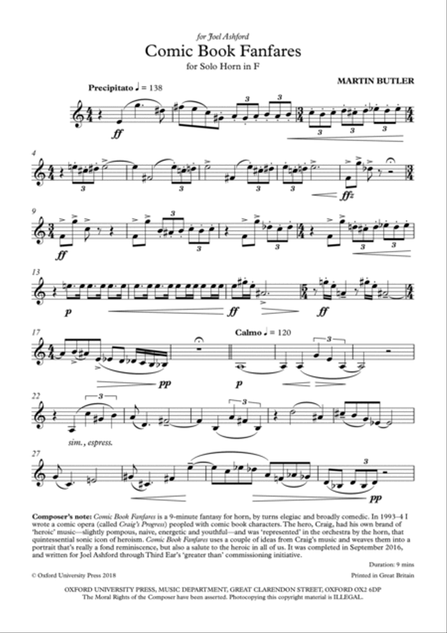 Comic Book Fanfares Horn scores gallery preview page 2