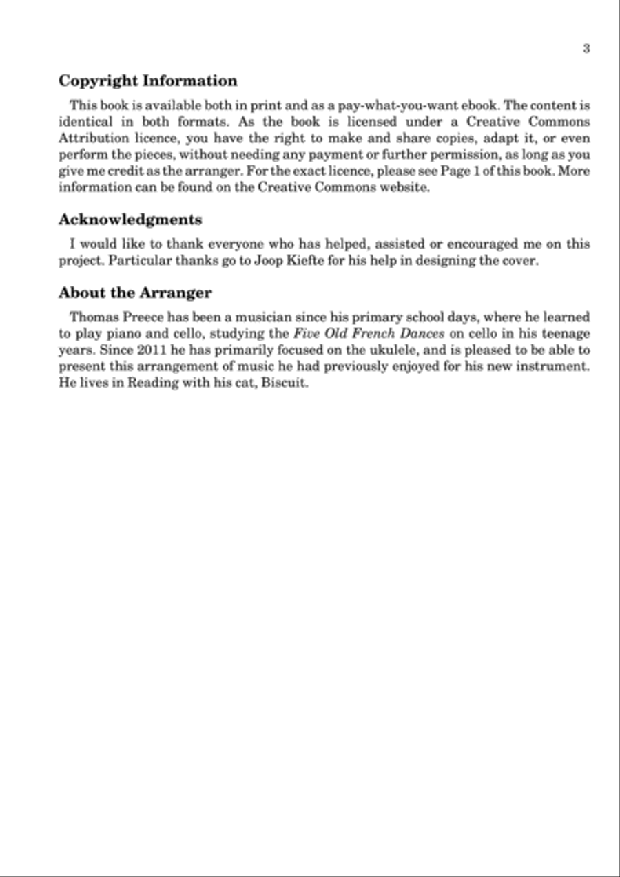 Five Old French Dances (Selections from Pièces de Viole by Marin Marais) arranged for ukulele by Th Ukulele scores gallery preview page 4