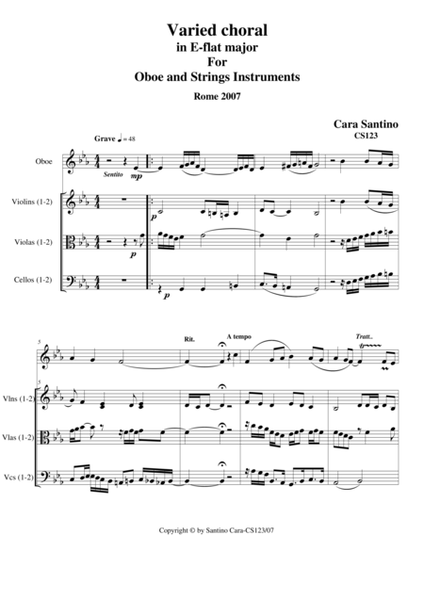 Varied Choral in E-flat major for oboe and strings_CS123 image number null