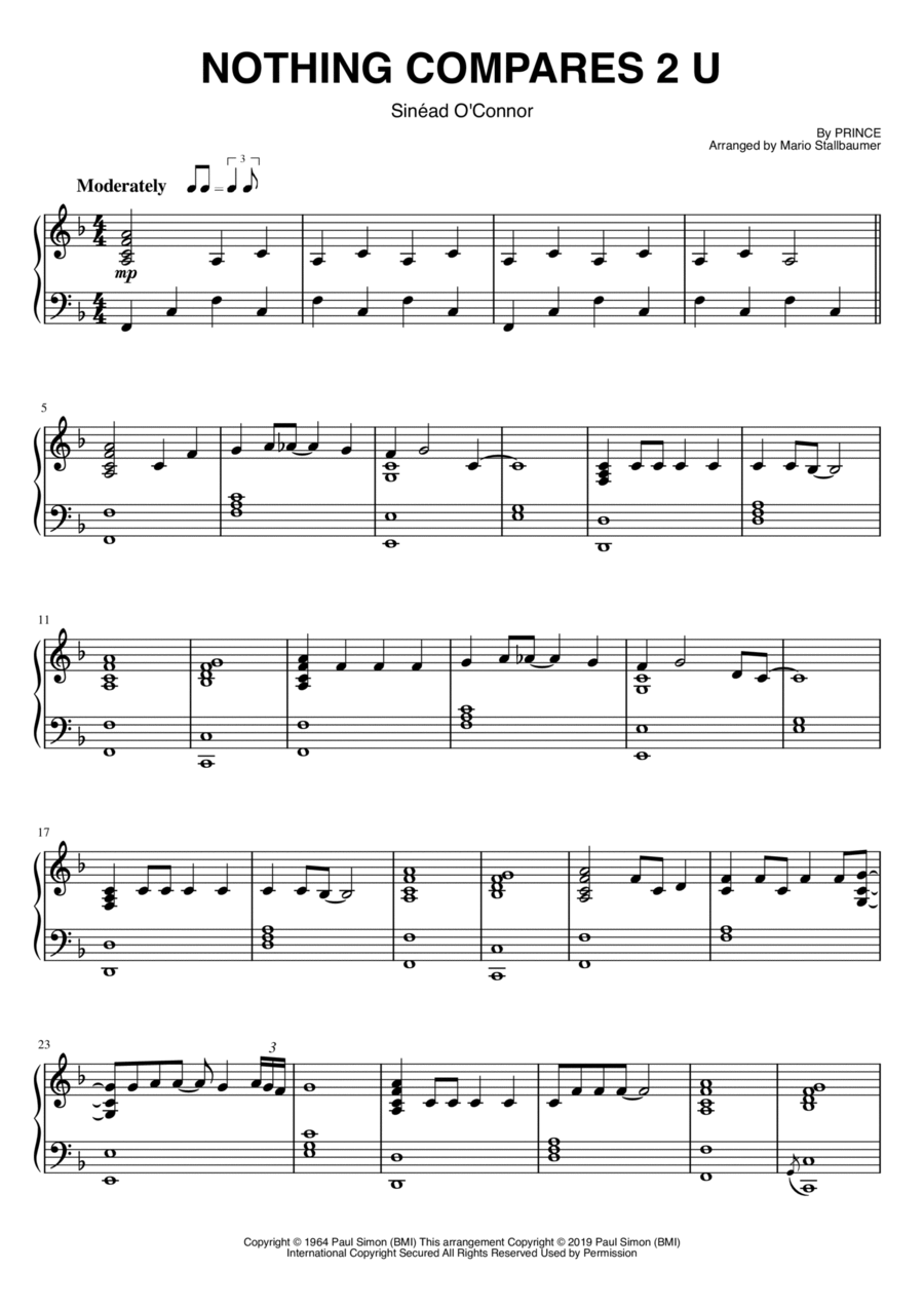 Nothing Compares 2 U Piano Solo scores gallery preview page 1