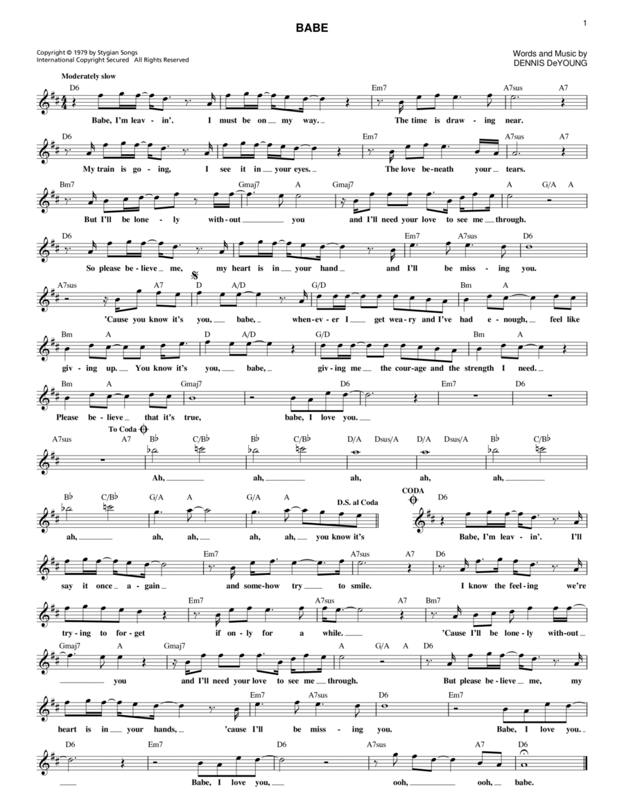 Babe Babe Piano scores gallery preview page 1