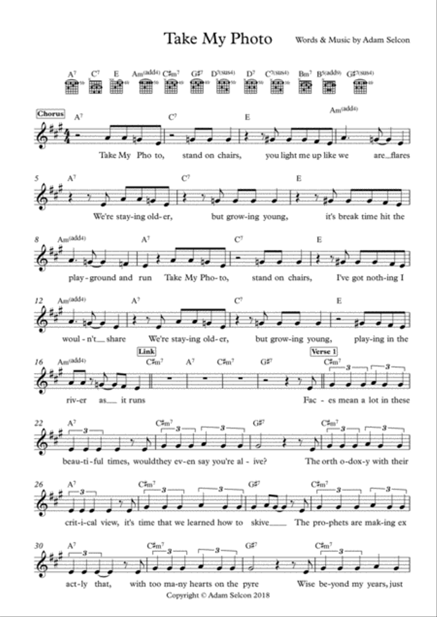 Take My Photo Take My Photo Electric Guitar scores gallery preview page 1