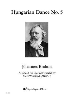 Hungarian Dance No. 5 for Clarinet Quartet or Choir