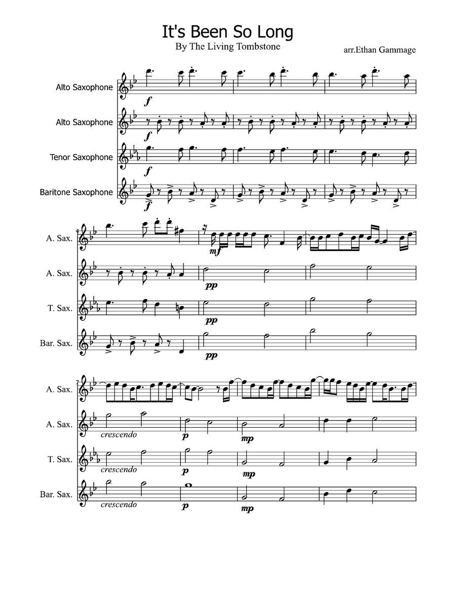 It's Been So Long Woodwind Quartet scores gallery preview page 1