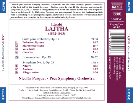 Laszlo Lajtha: Orchestral Works, Vol. 1