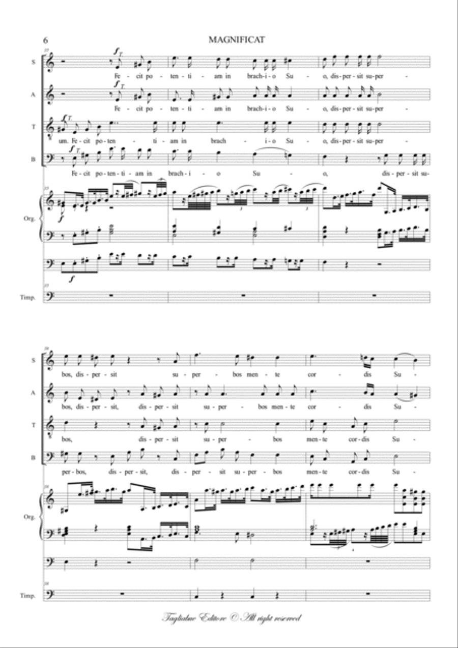 MAGNIFICAT - From Vesperae Solennes de Confessore K 193 - For SATB Choir, Organ 3 staff and (ad lib 4-Part scores gallery preview page 6