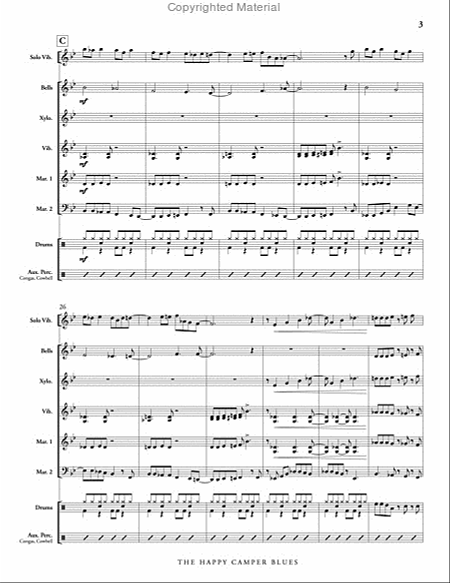 Happy Camper Blues, The (score & parts) Percussion Ensemble scores gallery preview page 4
