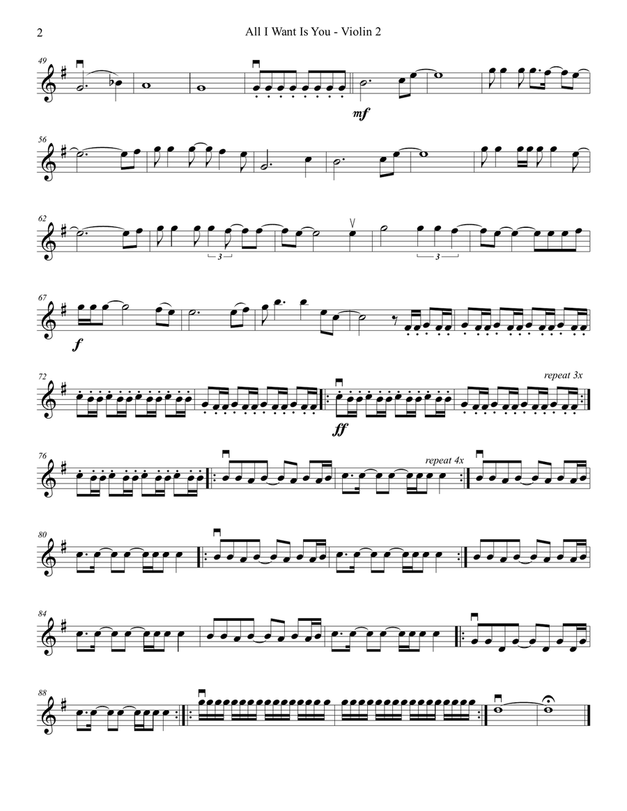 All I Want Is You String Quartet scores gallery preview page 4