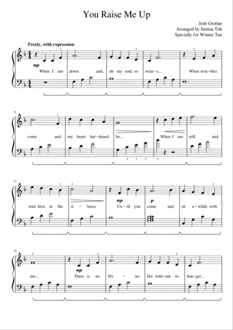 You Raise Me Up You Raise Me Up Piano Solo scores gallery preview page 1