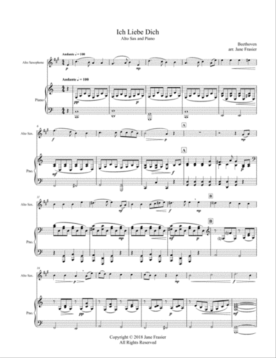 Ich Liebe Dich Alto Saxophone scores gallery preview page 1
